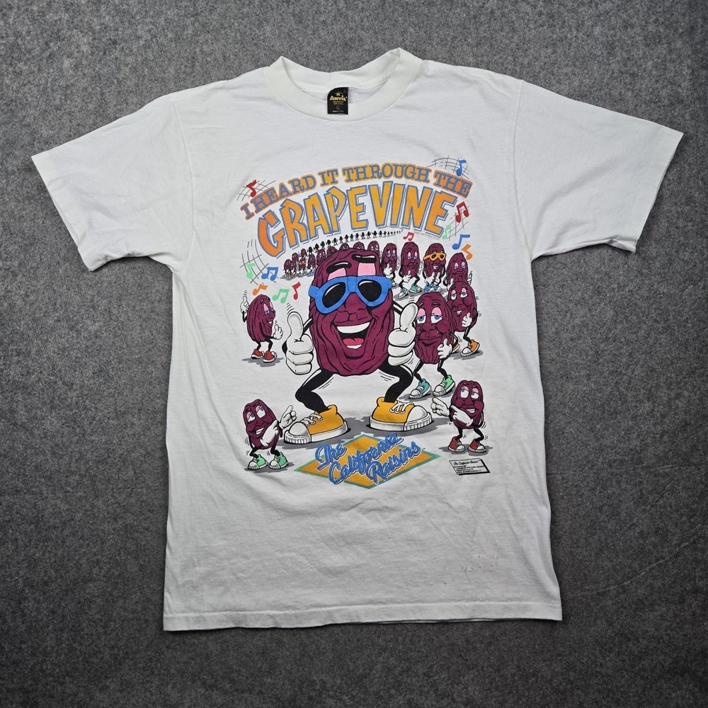 Vintage California Raisins T Shirt Mens Large White Grapevine 80s 1987